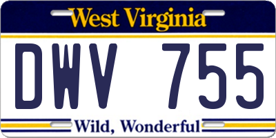 WV license plate DWV755
