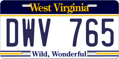 WV license plate DWV765
