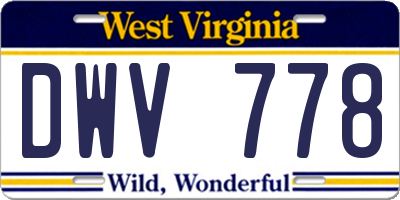 WV license plate DWV778