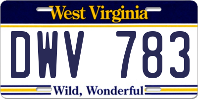 WV license plate DWV783