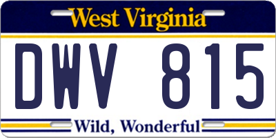 WV license plate DWV815