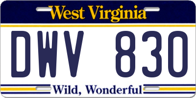 WV license plate DWV830