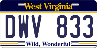 WV license plate DWV833
