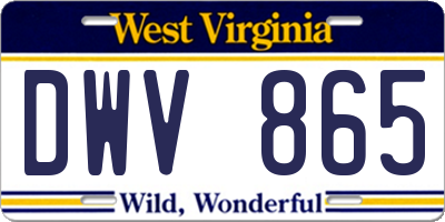 WV license plate DWV865