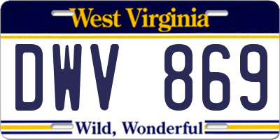 WV license plate DWV869