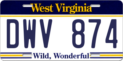 WV license plate DWV874