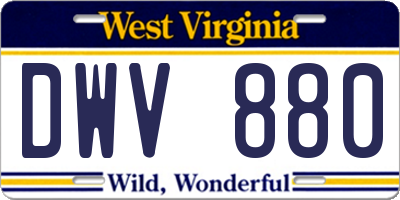 WV license plate DWV880