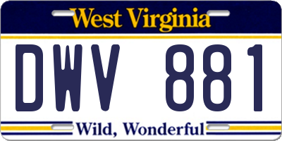 WV license plate DWV881