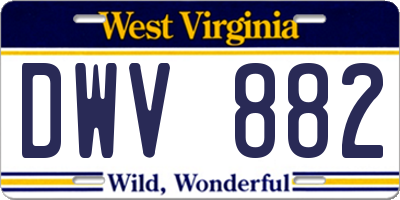 WV license plate DWV882