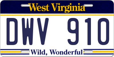 WV license plate DWV910