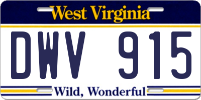 WV license plate DWV915
