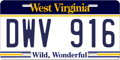 WV license plate DWV916