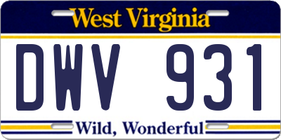 WV license plate DWV931
