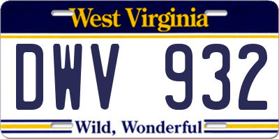 WV license plate DWV932