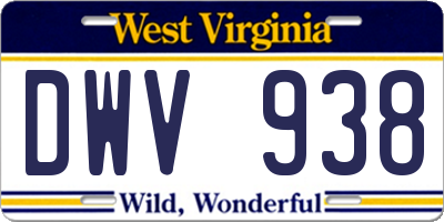 WV license plate DWV938
