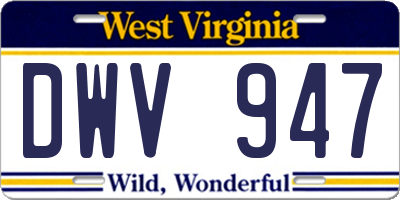 WV license plate DWV947