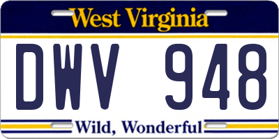WV license plate DWV948