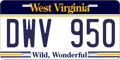 WV license plate DWV950