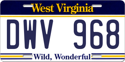 WV license plate DWV968