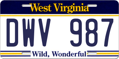 WV license plate DWV987