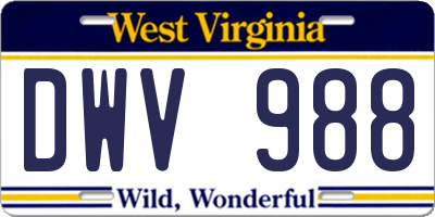 WV license plate DWV988