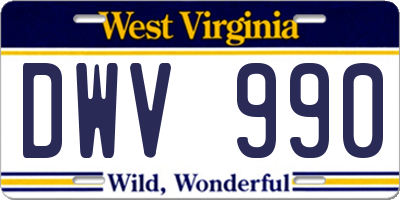 WV license plate DWV990