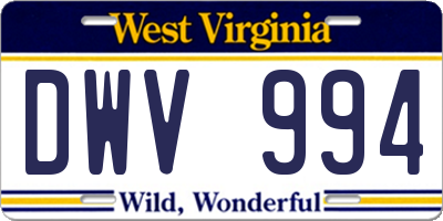 WV license plate DWV994