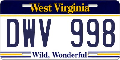 WV license plate DWV998