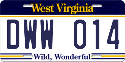 WV license plate DWW014