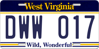 WV license plate DWW017