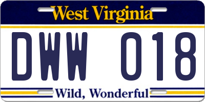WV license plate DWW018
