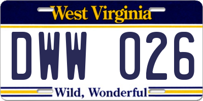 WV license plate DWW026