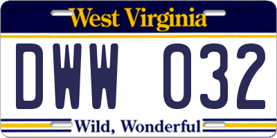 WV license plate DWW032