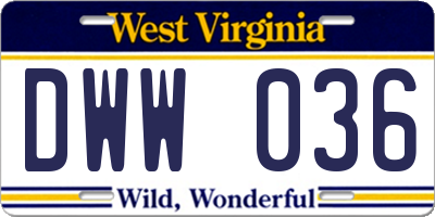 WV license plate DWW036