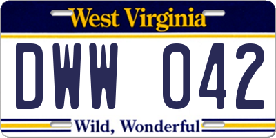 WV license plate DWW042