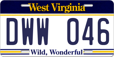 WV license plate DWW046