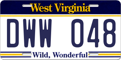 WV license plate DWW048
