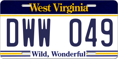 WV license plate DWW049