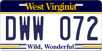 WV license plate DWW072