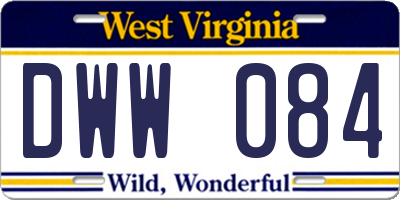 WV license plate DWW084
