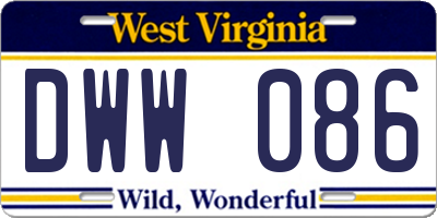 WV license plate DWW086