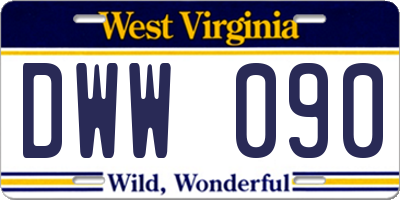 WV license plate DWW090
