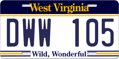 WV license plate DWW105