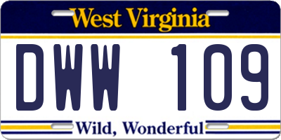 WV license plate DWW109