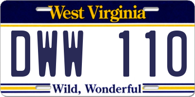 WV license plate DWW110