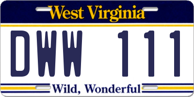 WV license plate DWW111