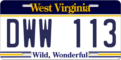 WV license plate DWW113