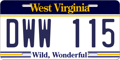 WV license plate DWW115