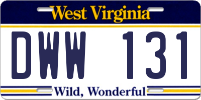 WV license plate DWW131
