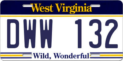 WV license plate DWW132